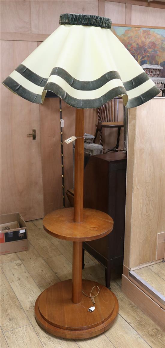 A Deco style standard lamp and shade W.61cm at base